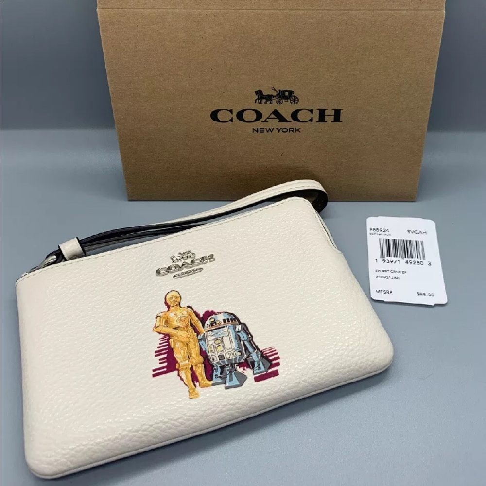 NWT COACH Star Wars X C-3PO R2-D2 ZIP Wristlet